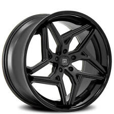 4ea 22 Staggered Lexani Wheels Spyder Satin Black With Gloss Lip Rims S42