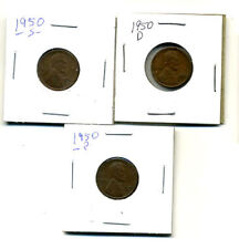 1950 Pds Wheat Pennies Lincoln Cents Circulated 2x2 Flips 3 Coin Pds Set4222