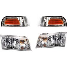 Headlights Headlamps And Corner Parking Lights For 1998-2011 Ford Crown Victoria