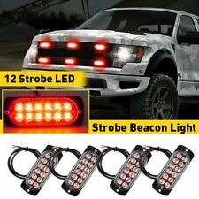 4x 12led Red Car Truck Warning Beacon Brake Strobe Light Bar 18 Flashing Modes