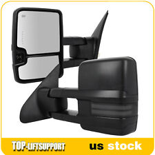 For 2007-17 Toyota Tundra Power Heated Running Signals Light Tow Mirrors Black