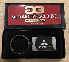 Mitsubishi Logo Black Silver Metal Keychain Automotive Gold- New In Box