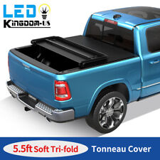 5.5ft 3-fold Soft Truck Bed Tonneau Cover For 2017-2024 Nissan Titan W Led