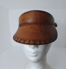 Vintage Leather Hand Tooled Tijuana Visor Strap Is Riveted To Allow Adjustment
