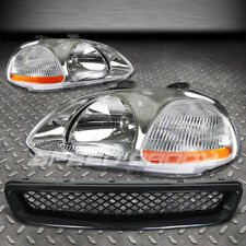 For 96-98 Civic Ejek Black Front Bumpber Grillchromeamber Headlights Lamps