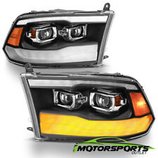For 2009-2018 Dodge Ram 1500 2500 3500 Black Led Drl Dual Projector Headlights