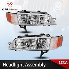 Chrome Headlights For 1994-1997 Honda Accord Amber Corner Signal Lamp Pair 94-97