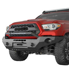 Full Width Front Bumper Wskid Plate Led Light Bar For 2016-2023 Toyota Tacoma