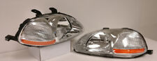 Jdm Oe Style Chrome Housing Clear Lens Amber Reflector Headlight For 96-98 Civic
