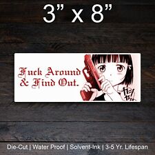 F Around And Find Out Anime Girl Slap Sticker Vinyl Sticker Car Decal