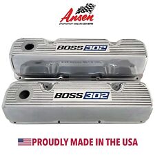 Ford 351 Cleveland Boss 302 Polished Valve Covers - Blue Logo - Ansen Usa