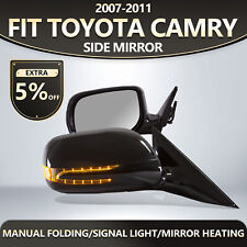 For 2007-2011 Toyota Camry Side Mirrors Folding Pair Black Led Rear View 5 Pins