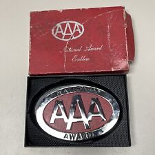 Vintage Triple Aaa National Award License Plate Topper 1960s Badge Emblem W Box