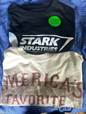 Two T-shirts Marvel Stark Industries America Baseball Hanes Beefy Medium