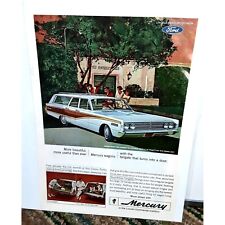 1965 Mercury Colony Park Station Wagon White Color With Trim Print Ad Vintage