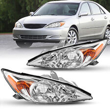 Pair Chrome Headlights Assembly For 2002 2003 2004 Toyota Camry Front Lamps