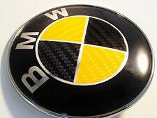Black Yellow Carbon Fiber Bmw Emblem Vinyl Overlay Roundel Badge