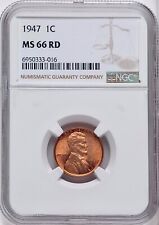 1947-p Lincoln Wheat Cent Ngc Ms66 Rd Deep Fiery Red Gem Pcgs List 165.00
