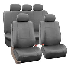 Premium Pu Leather Gray 2 Row Full Set Seat Covers Split Bench