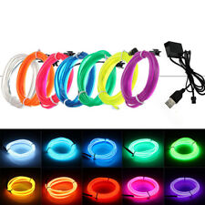Neon Led Light Glow El Wire String Strip Rope Tube Decor Car Party Controller