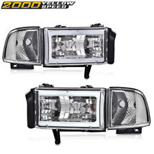 Fit For Ram 1500 2500 3500 94-02 Chrome Clear Corner Led Drl Headlights Lamps