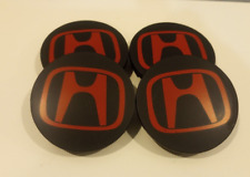 Red Black Honda Wheel Rim Center Caps Chrome Logo 69mm2.75 Set Of 4