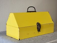 Vintage 70s Yellow Industrial Metal Tool Box Painterscraft Storage Case Tray