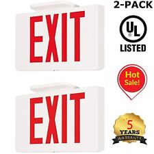 2-pack Led Emergency Exit Light Sign - Battery Backup Red Letter Side Light