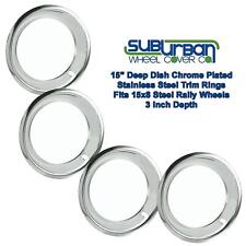 3 Inch Deep 15 Chrome Stainless Steel 15x8 Wheel Trim Beauty Rings 4543 Set4