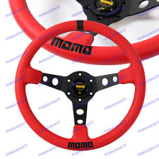 Deep Dished 350mm Red Steering Wheel Microfiber Leather For Momo Omp Hub X1