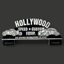 Hollywood Speed Custom Equip. Car License Plate Fob Topper With Vintage Design