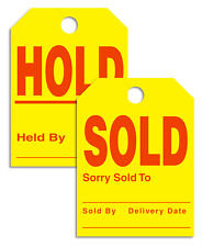 50 Pack Car Dealer Rear View Mirror Hanger Tags Hang Tags Sold Hold