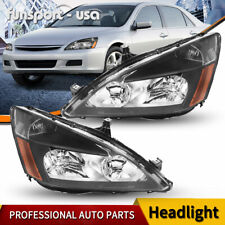 Headlights Assembly Headlamps For 03-07 Honda Accord Black Housing Amber Corner