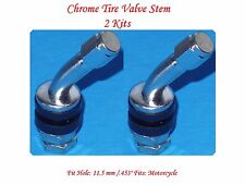 2 Kit Chrome Tire Valve Stem 45 Degree For Holes 11.5 Mm .453 Fitsmotorcycle