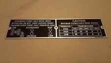 N.o.s. Dodge M37 M43 Shift Speed Data Plate G741 Operating Instructions
