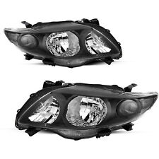For 2009-2010 Toyota Corolla Sedan Black Headlights Clear Corner Headlamps Pair