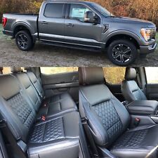 Katzkin Black Diamond Leather Seat Covers For 2021-2023 Ford F-150 Supercrew Xlt