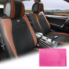 Leatherette Seat Cushion Covers Front Bucket Brown W Pink Dash Mat For Auto