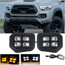 Fit 2016-2022 Toyota Tacoma 4-eyes Drl Led Fog Lights Double Color Turn Signal