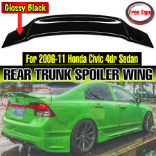 For 06-11 Honda Civic Sedan Fa Glossy Black Look R Style Duckbill Trunk Spoiler