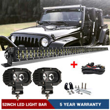 52 In 1800w Led Light Bar 4 48w Cube Pods Combo Fit Jeep Wrangler Jl Jk Tj Yj