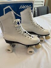 Vintage Pacer Roller Skates White With White Wheels Womens Ladies Size 9 Used