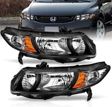 Headlights Assembly Housing Lamp Black For 2006-2011 Honda Civic 2dr Coupe Pair