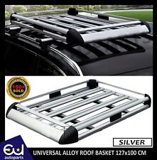 Universal Car Roof Rack Basket Tray Luggage Cargo Carrier Aluminium Silver 127cm