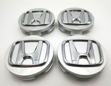 Honda Gloss Silver Wheel Rim Center Caps Chrome Logo For Honda 69mm2.75 4 Pcs