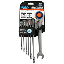 Zero Degree 7 Pc Gearless Ratcheting Wrench Set 12 Point Metric Tight Space Turn