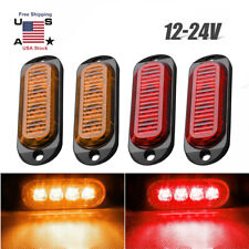 4x 4led Side Marker Amber Red Lights Clearance Light Truck Trailer Rv Waterproof