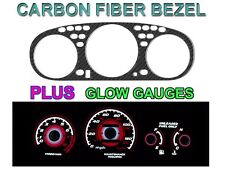 Carbon Fiber Bezel Red Glow Gauge Overlay For 96-00 Honda Civic Manual W Tach