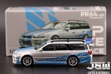 Pop Race Nissan R34 Stagea Wagon Blue And Silver 164
