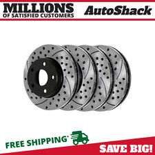 Front Rear Drilled Slotted Brake Rotors Black Set Of 4 For Ford Mustang 3.7l